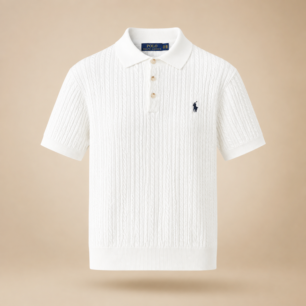 Polo Ralph Lauren Women’s Cable-Knit Short-Sleeve Polo Shirt