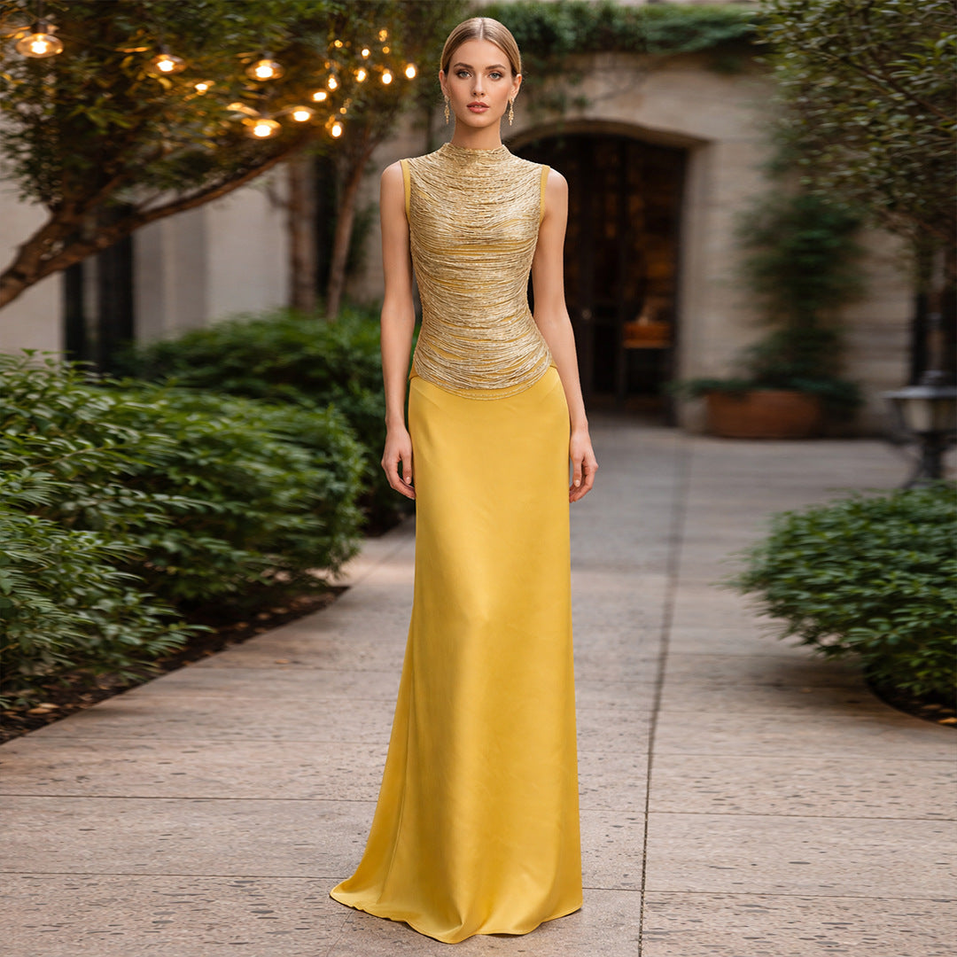 Elegant Sleeveless Satin Skirt Set for Parties and Weddings