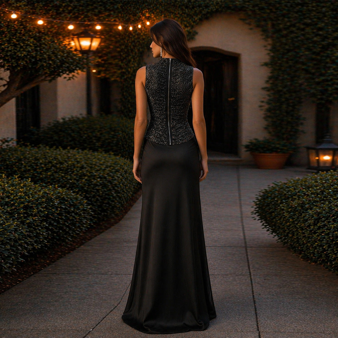 Elegant Sleeveless Satin Skirt Set for Parties and Weddings
