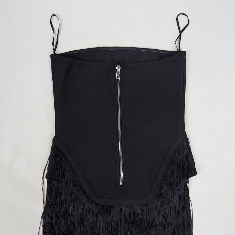 Women's Strapless Tassel Fringe Jumpsuit for Parties & Stage Performances