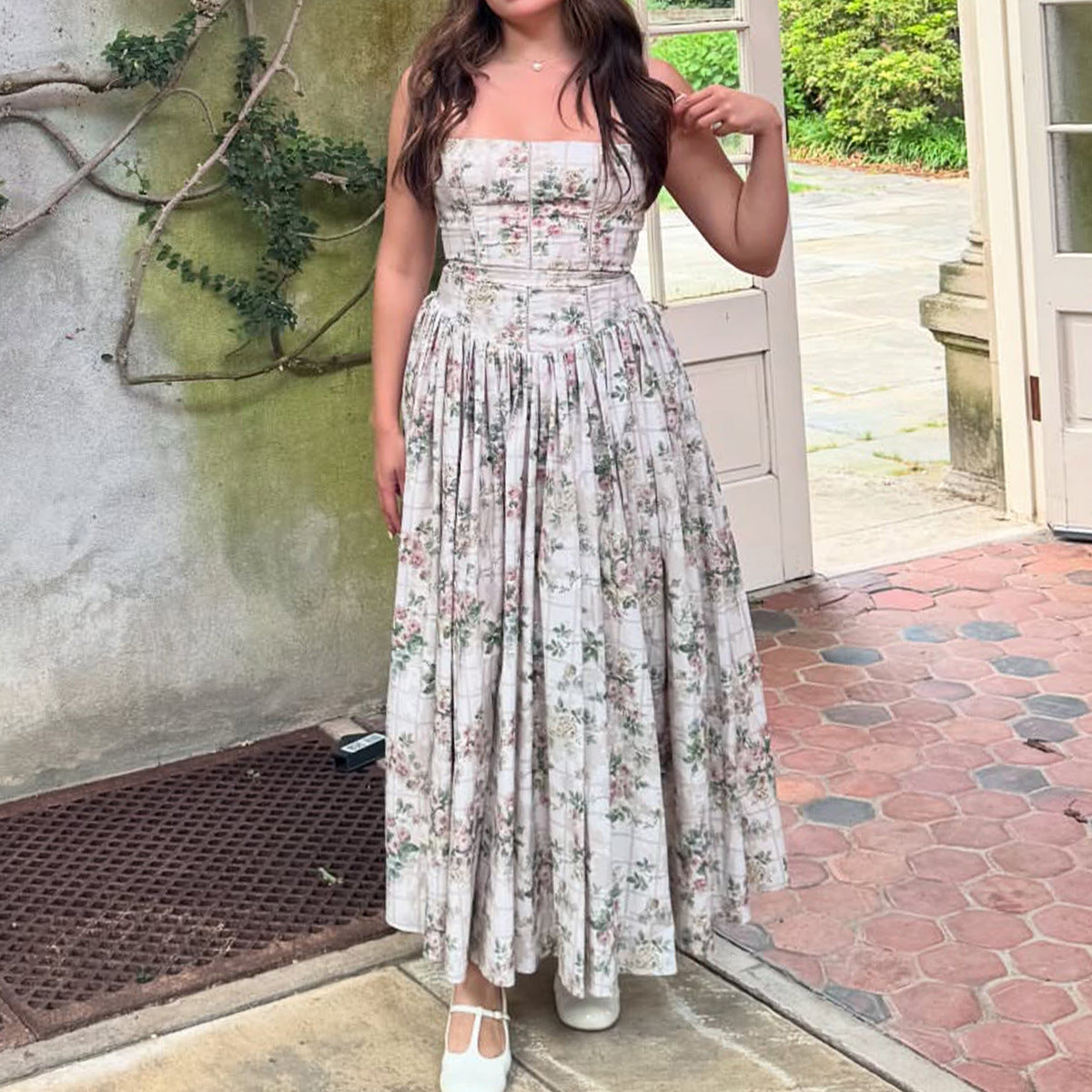 Women's Backless Floral Print Maxi Dress for Summer Vacation