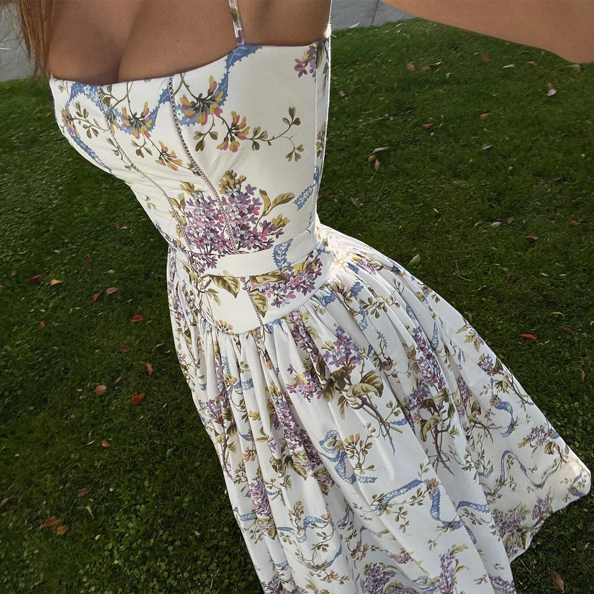 Women's Backless Floral Print Maxi Dress for Summer Vacation