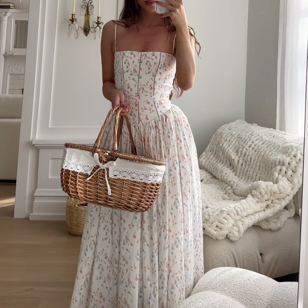 Women's Backless Floral Print Maxi Dress for Summer Vacation