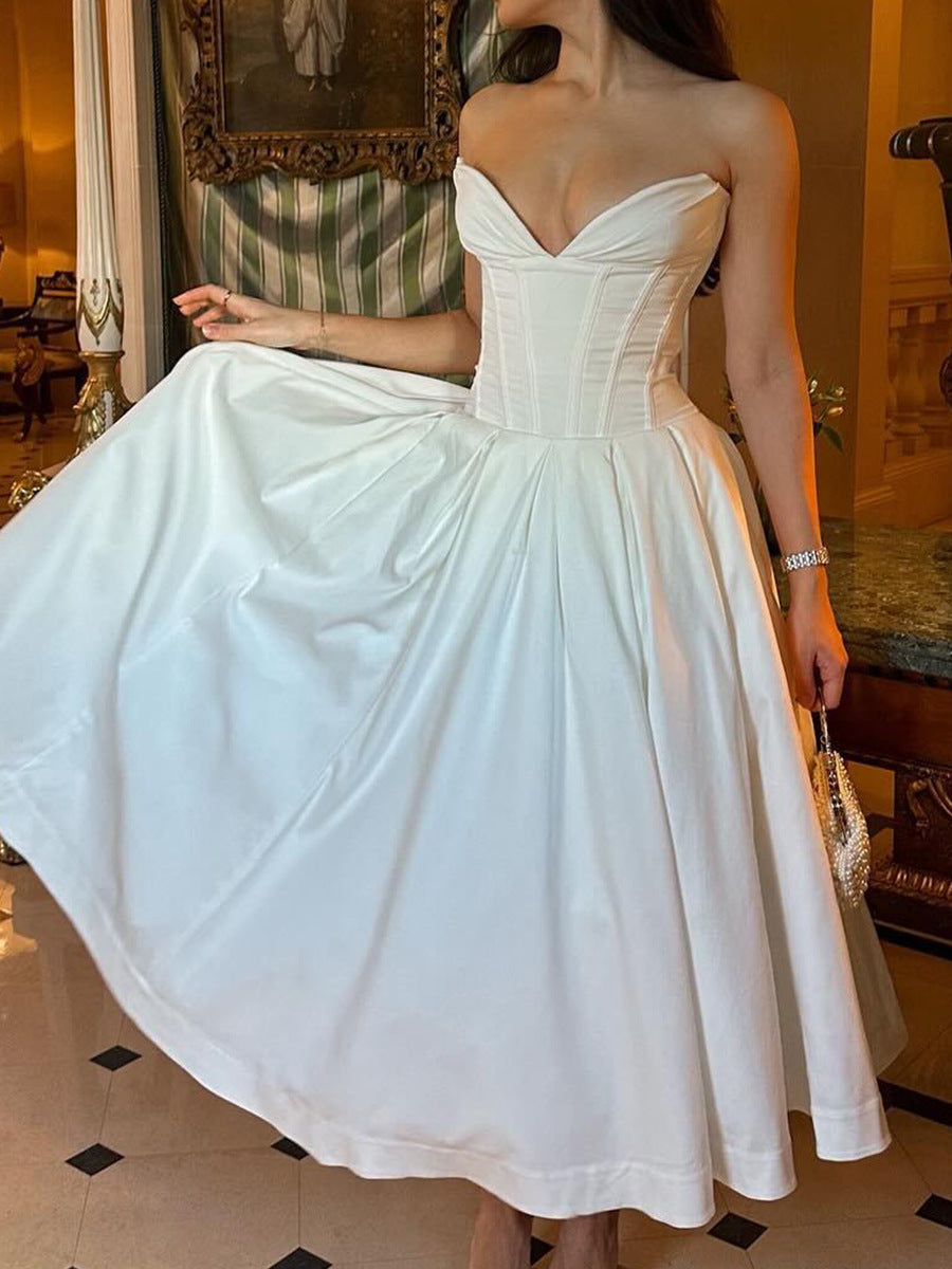 Women's Corset Waist Midi Dress for Night Party and Events