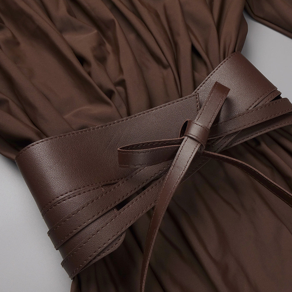 Women's Elegant Waist-Cinching Maxi Dress for Dinner Party and Casual Outing
