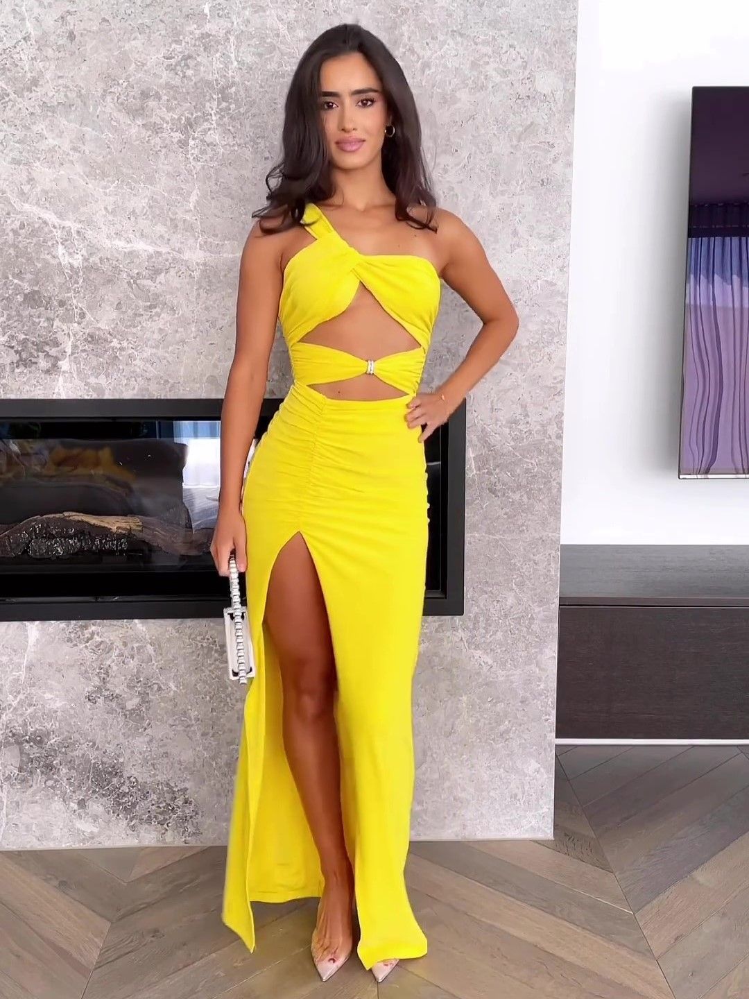 Women's One-Shoulder Cut-Out Maxi Dress for Vacation & Party