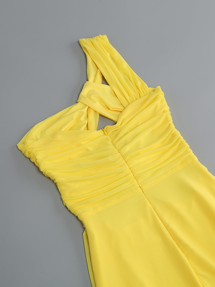 Women's One-Shoulder Cut-Out Maxi Dress for Vacation & Party