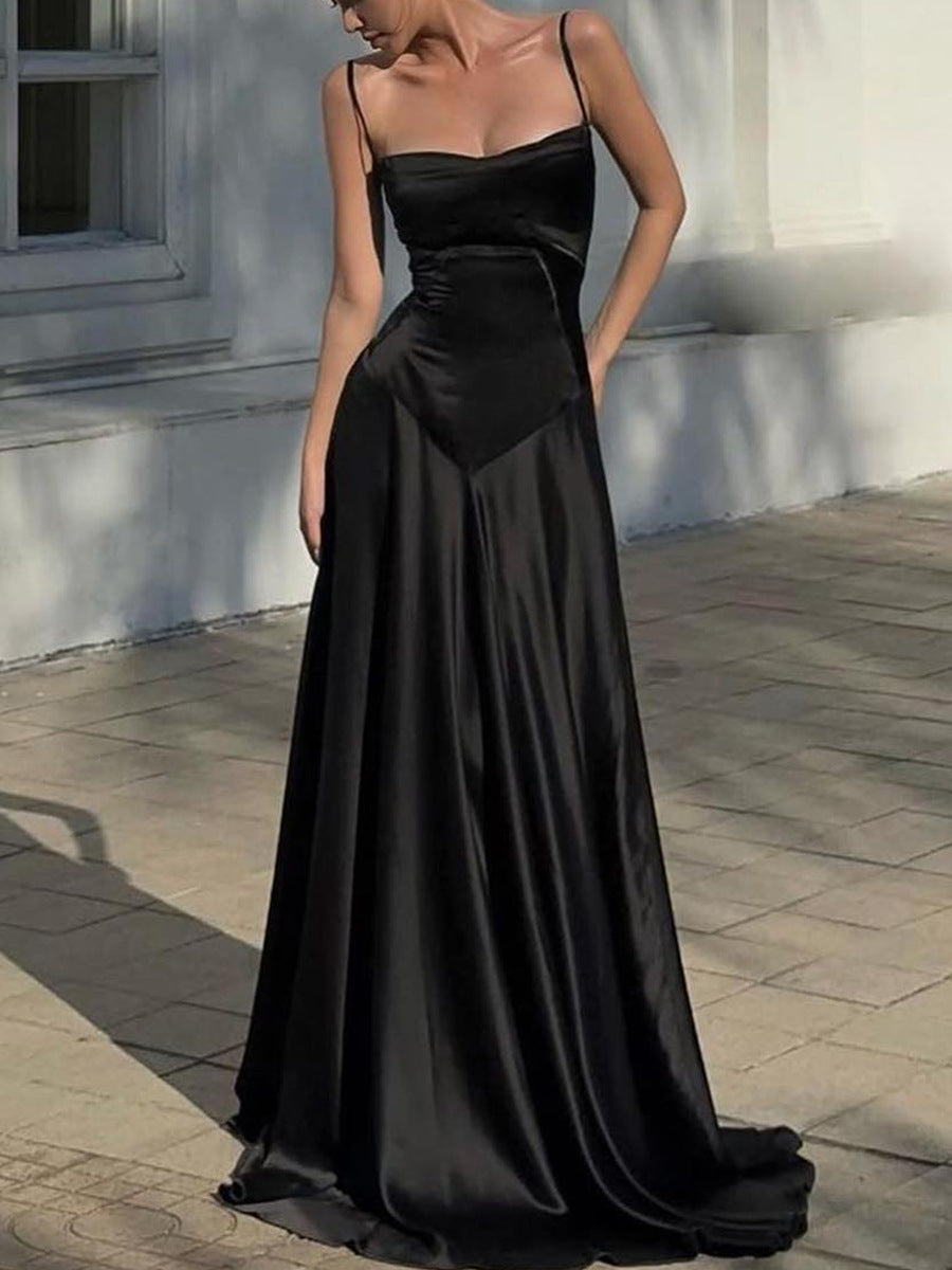 Women's Satin Slip Backless Maxi Dress for Special Occasions
