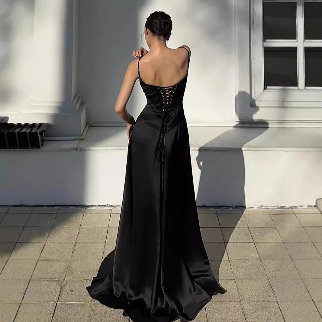 Women's Satin Slip Backless Maxi Dress for Special Occasions