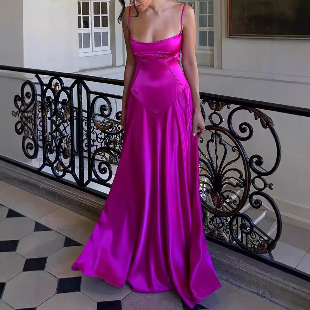 Women's Satin Slip Backless Maxi Dress for Special Occasions