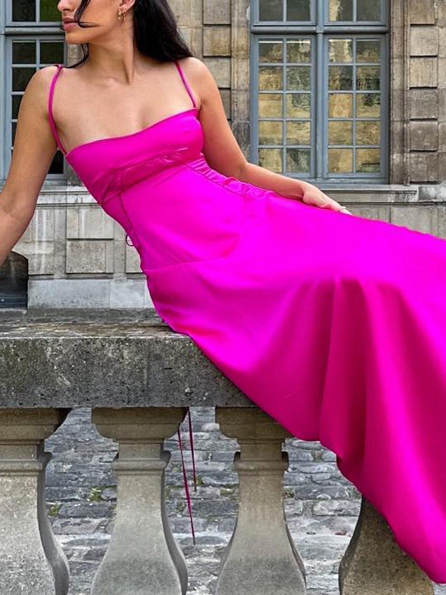 Women's Satin Slip Backless Maxi Dress for Special Occasions