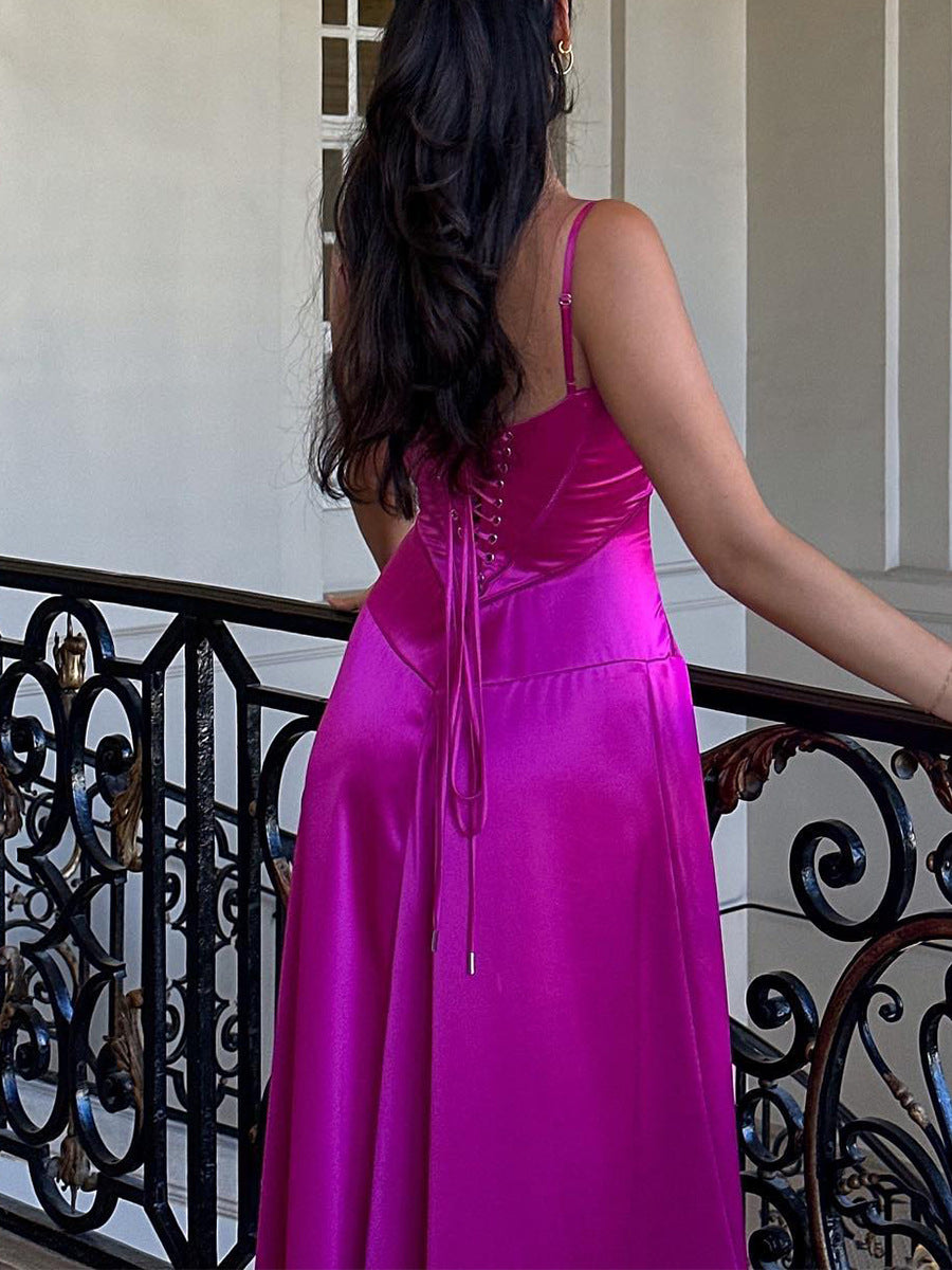 Women's Satin Slip Backless Maxi Dress for Special Occasions