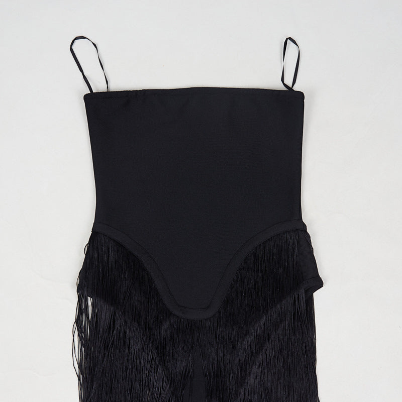 Women's Strapless Tassel Fringe Jumpsuit for Parties & Stage Performances