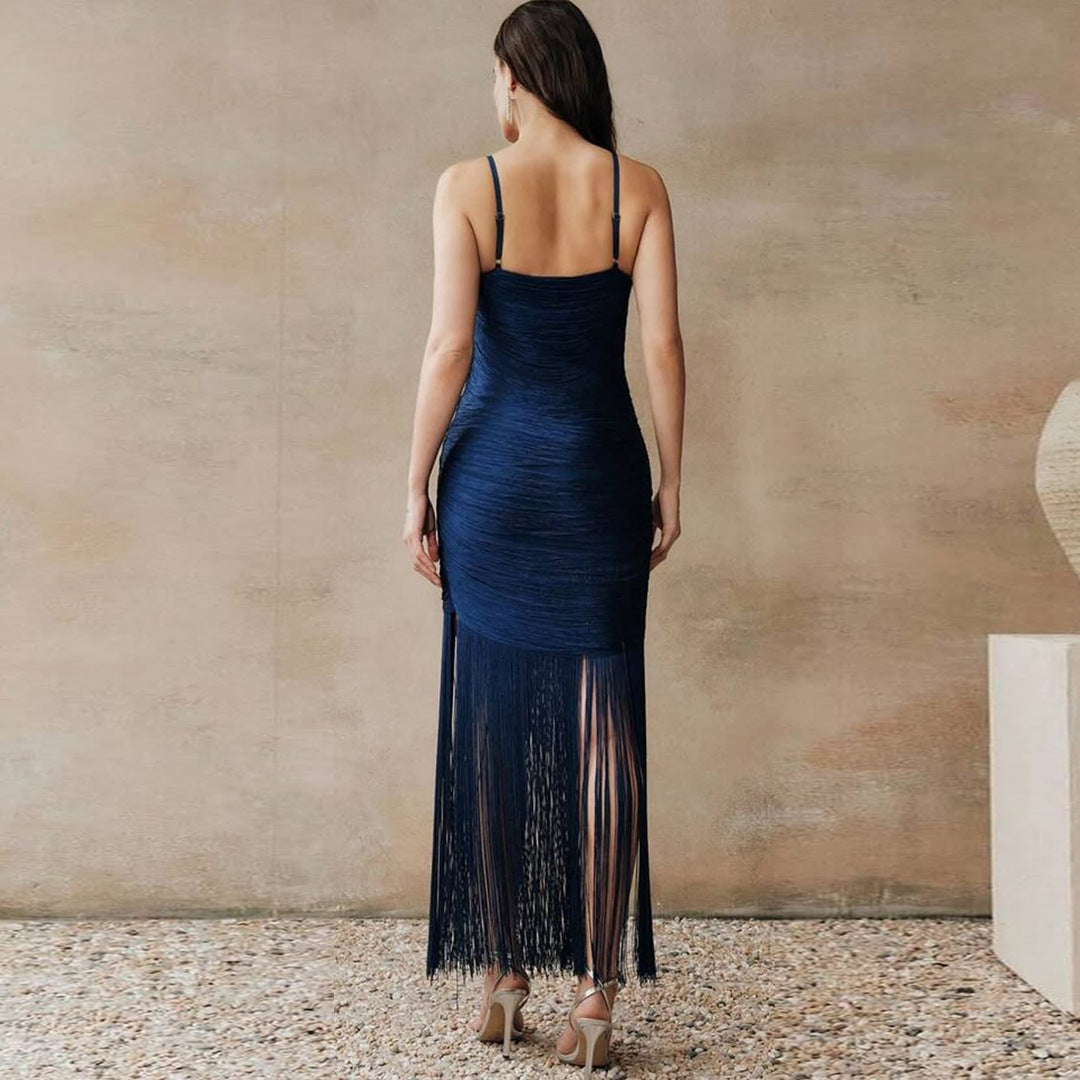 Women's Tassel Hem Midi Dress for Parties & Celebrations
