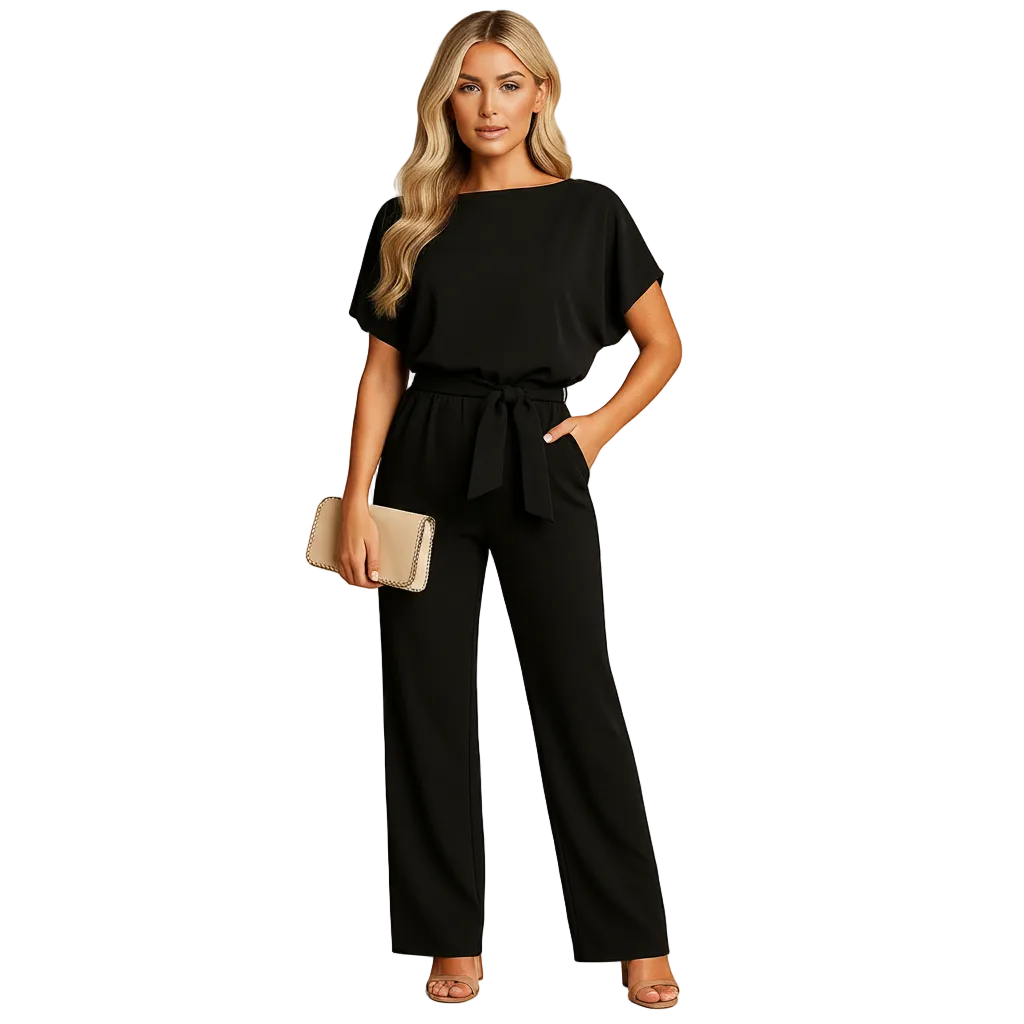 Amelia high waist lace up jumpsuit for women front view