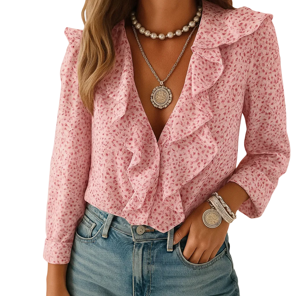 Orange Hazel butterfly print blouse