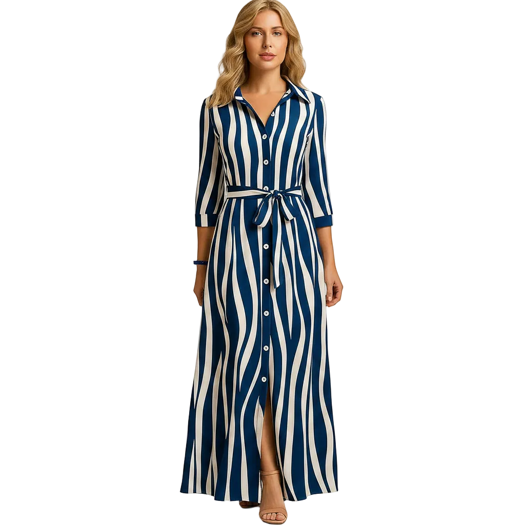 Green long summer dress for women
