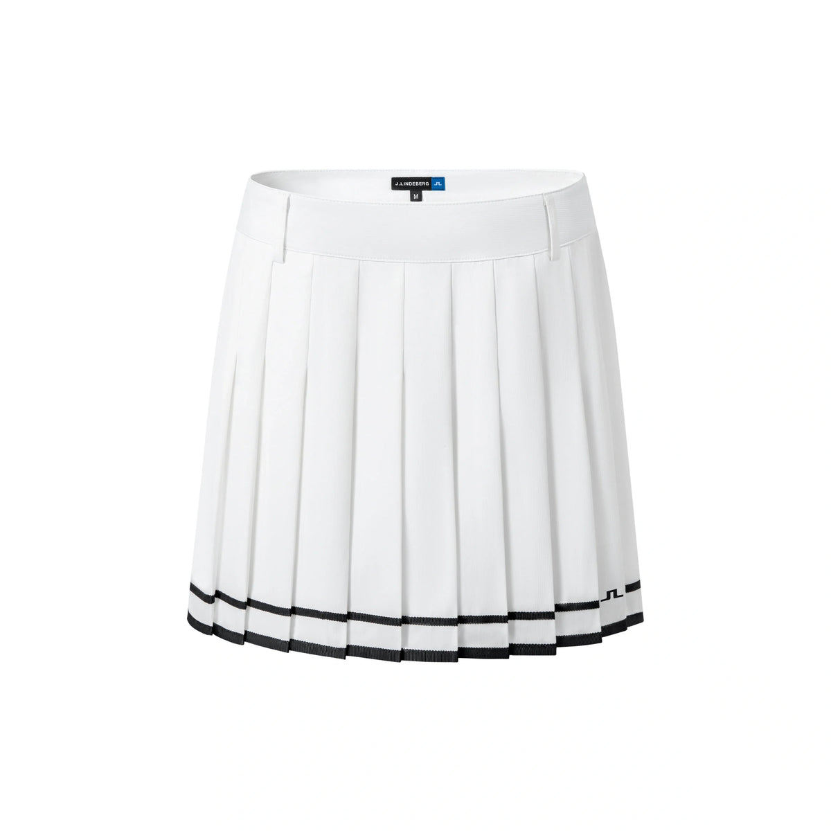 J.Lindeberg Harlow Golf Skirt with stripe hem and integrated inner shorts.