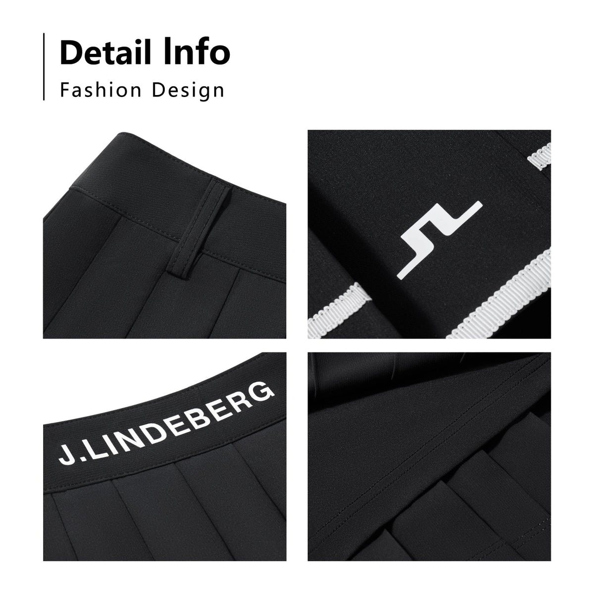 J.Lindeberg Harlow Golf Skirt with stripe hem and integrated inner shorts.
