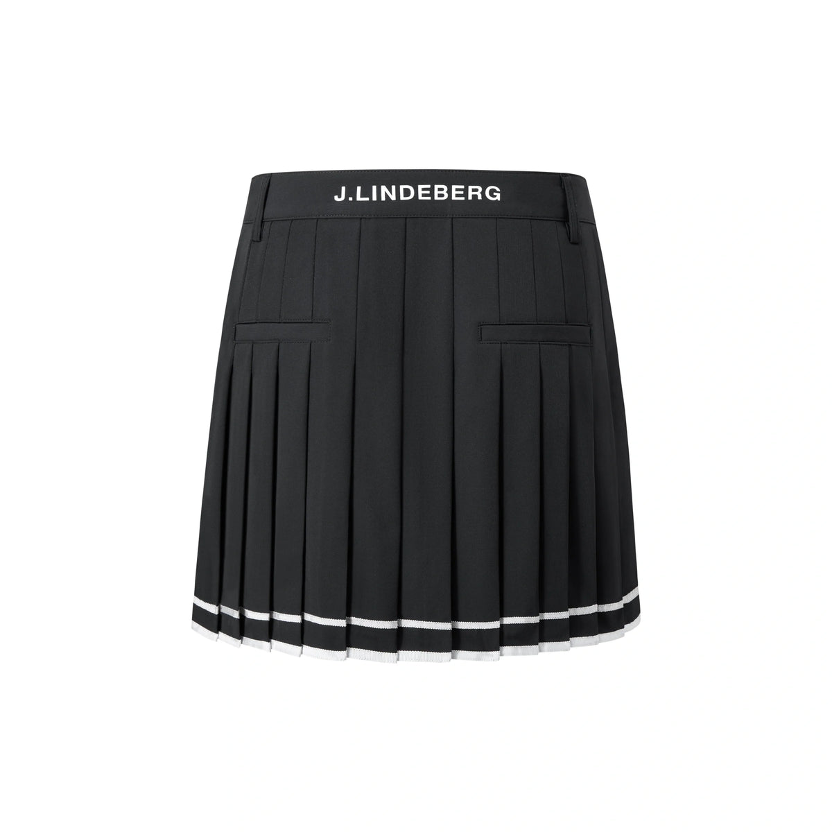 J.Lindeberg Harlow Golf Skirt with stripe hem and integrated inner shorts.