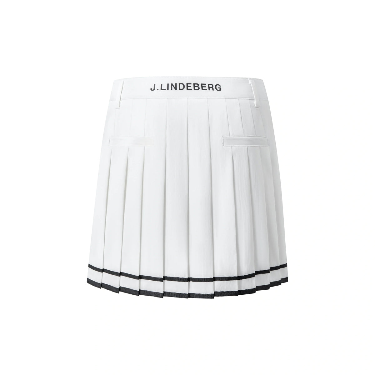 J.Lindeberg Harlow Golf Skirt with stripe hem and integrated inner shorts.