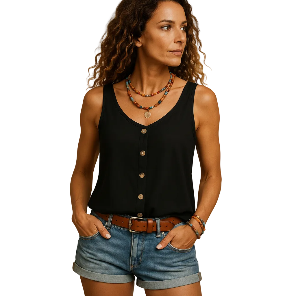 Green Liana sleeveless V neck top