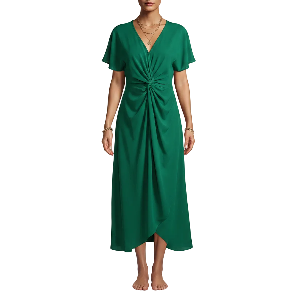 Close up detail of Lila wrap dress
