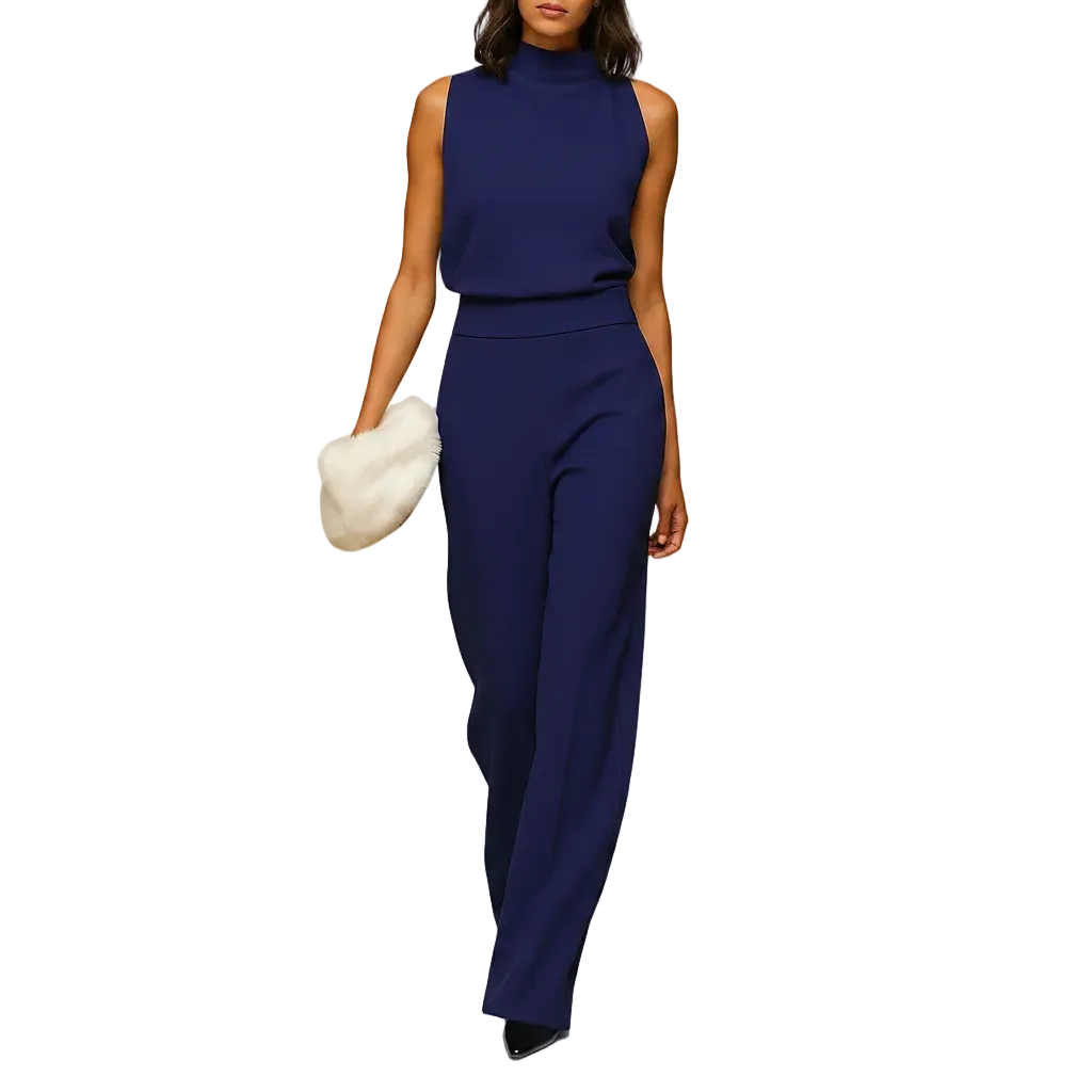 Penelope sleeveless halter high waist jumpsuit for women front view